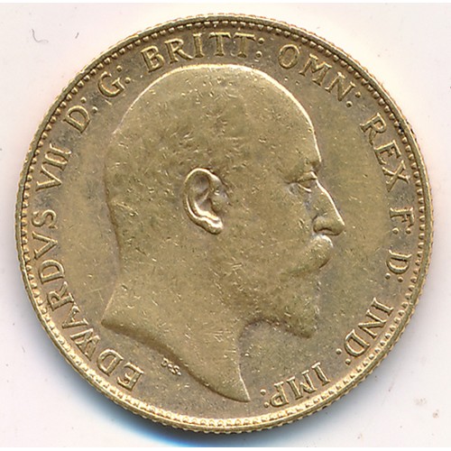 211 - Edward VII 1906P full gold sovereign fine.