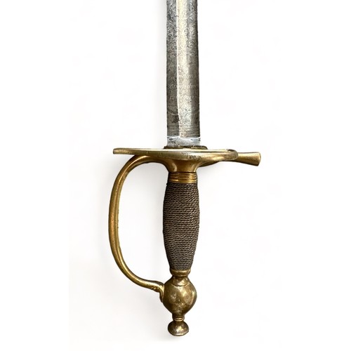 55 - Victorian 1796 pattern dress sword, hinged brass guard with thin chain hilt. Blade marked for ‘ Hawk... 