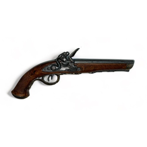 62 - Reproduction flintlock double barrel pistol. No makers markings.