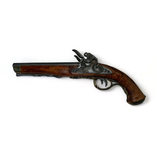 62 - Reproduction flintlock double barrel pistol. No makers markings.