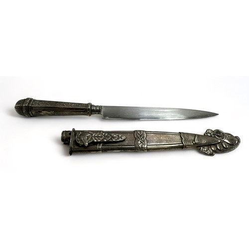 60 - Argentinian Gaucho dagger, signed to scabbard Quero Quero. Blade marked for Inox Quero-Quero Harca D... 