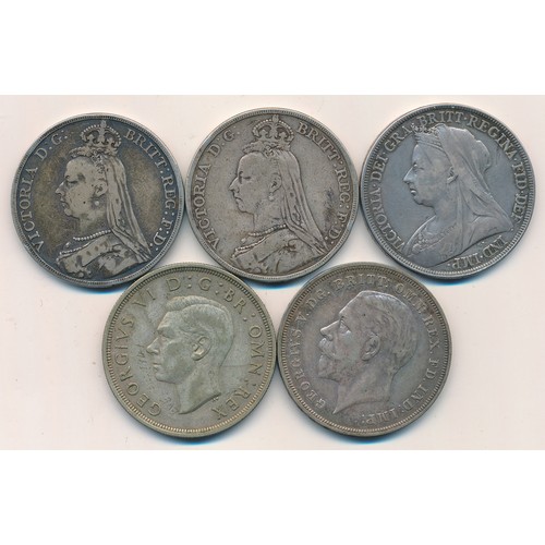 221 - Range of Five Crowns dated 1890, 1891, 1896, 1935 and 1937.