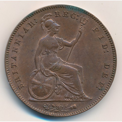 217 - Victoria 1857 Penny, Close Colon with Full Luster (GVF).