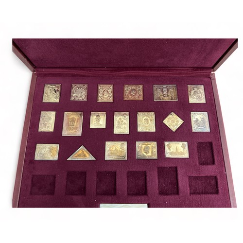 193 - The Empire Collection of Gold Plated 925 Silver Stamps. Seven out of the twenty five are missing. Co... 