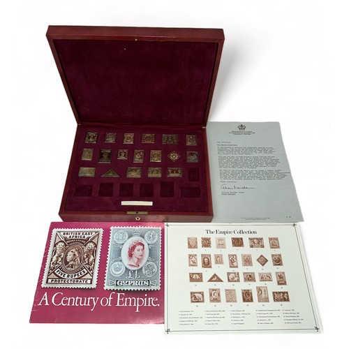 193 - The Empire Collection of Gold Plated 925 Silver Stamps. Seven out of the twenty five are missing. Co... 