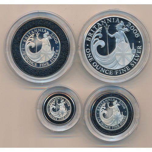 249 - The 2008 UK Britannia Four-Coin Silver Proof Set -
Boxed with COA.