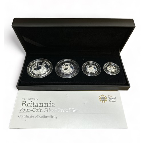 249 - The 2008 UK Britannia Four-Coin Silver Proof Set -
Boxed with COA.