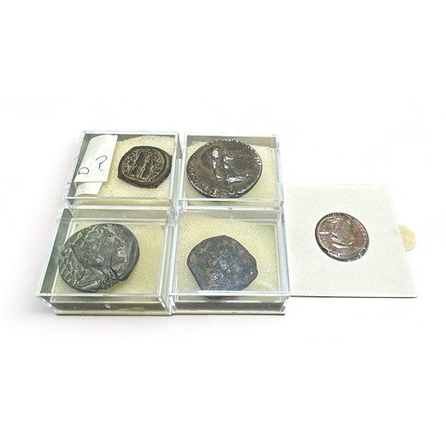 265 - Range of Roman Coins including Constantius II's bronze centenionalis and four others.