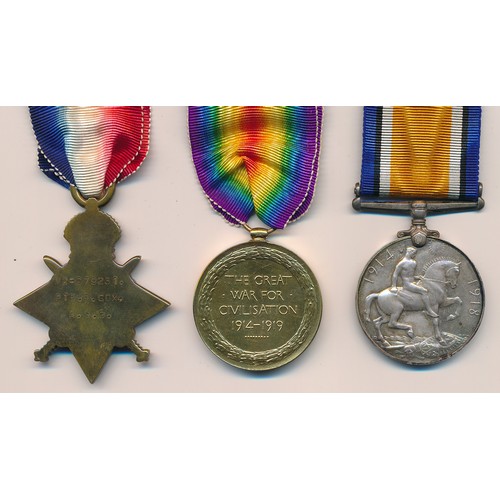 6 - First World War – 1914-15 Star Trio awarded to M2-079231 PTE F. COX A.S.C. Frederik Cox. With Ribbon... 