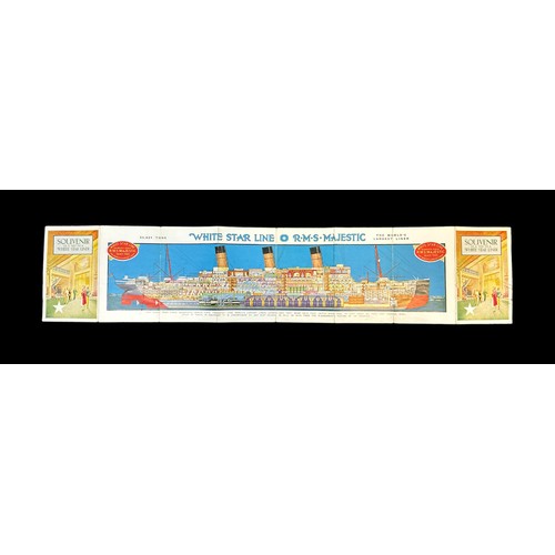 166 - 1920’s White Star Liner R.M.S. Majestic souvenir pamphlet/folding poster, opens to reveal an illustr... 