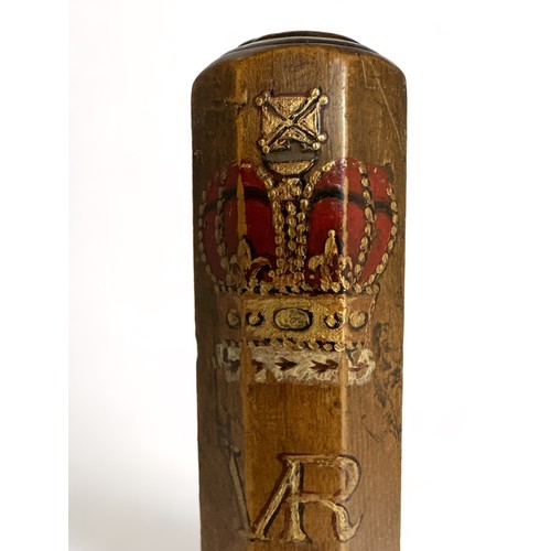 64 - Victorian Grand Union Canal hand painted wooden truncheon, black central band with gilt Grand Union ... 