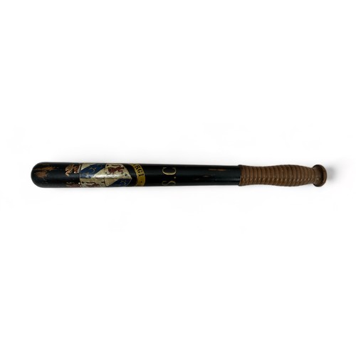 66 - Ebonised hand painted Brackley Special Constabulary police truncheon, with hand painted Brackley coa... 