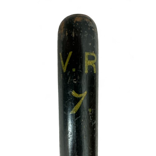 71 - Victorian hand painted ebonised wooden police truncheon, painted with V. R lettering above the numbe... 