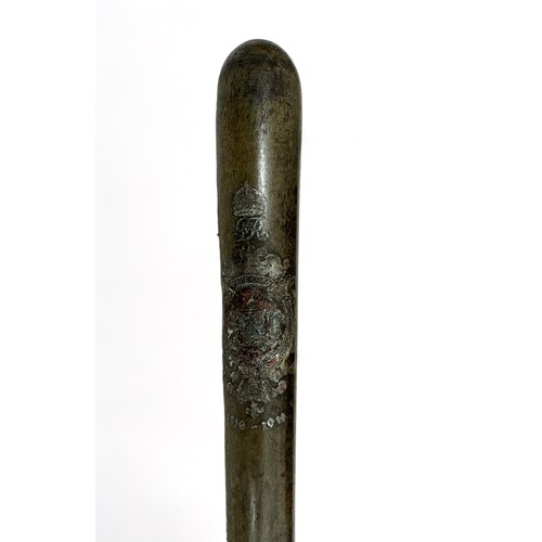 63 - First World War wooden truncheon painted with Royal Cypher for King George V over Birmingham Special... 