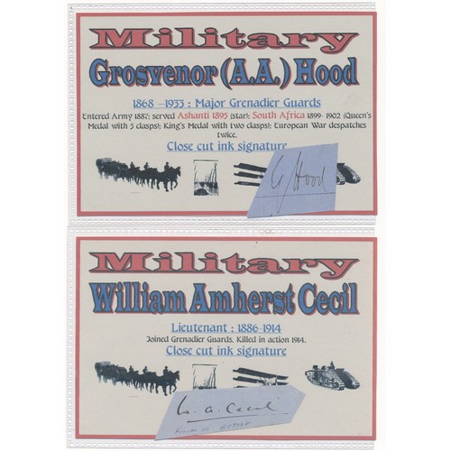 122 - Range of 15 close-cut Military signatures on cards, to include; Grosvnor (A.A.) Hood [1868-1933 – Ma... 