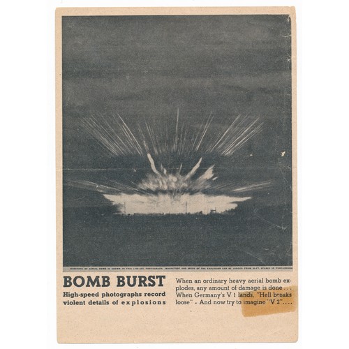 149 - BOMB BURST - Second World War Airborne Propaganda leaflet, front of leaflet depicts a huge bomb blas... 