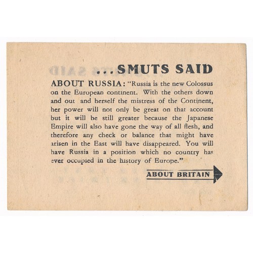 153 - Smuts Said - Second World War Airborne Propaganda leaflet, small-scale double sided leaflet. One sid... 