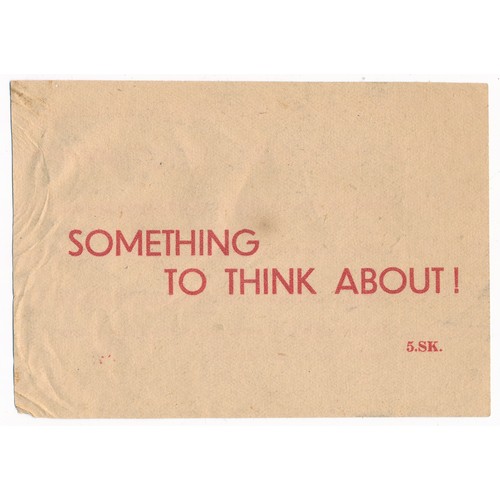 158 - Something to think about! ... Second World War airborne Propaganda leaflet, small-scale double sided... 