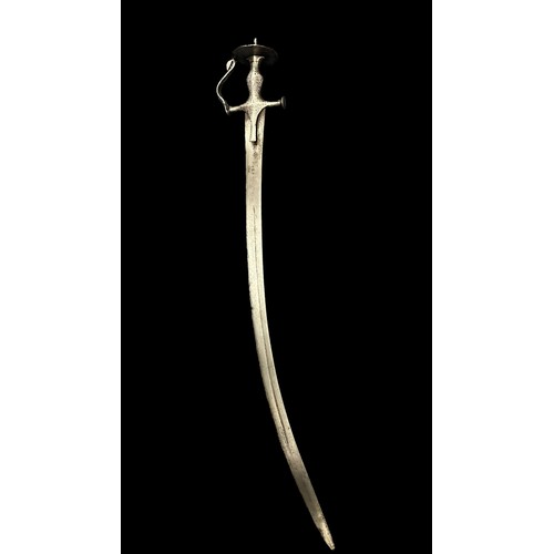 56 - 19th Century Indo-Persian Swords. Early 19th Century Indian Tulwar: Featuring a 31-inch, slightly cu... 