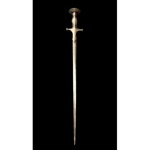 56 - 19th Century Indo-Persian Swords. Early 19th Century Indian Tulwar: Featuring a 31-inch, slightly cu... 