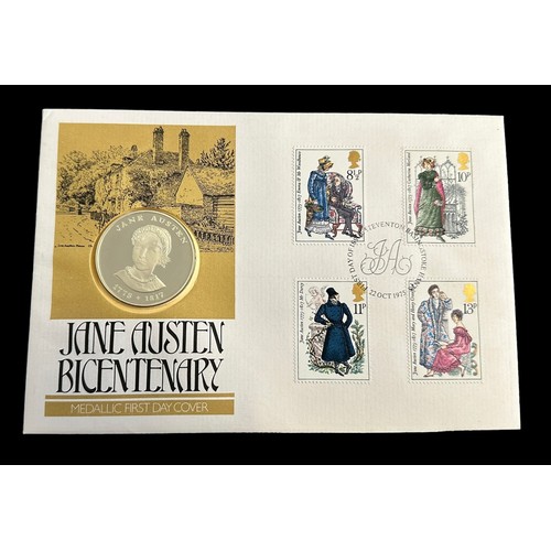 190 - Jane Austen Bicentenary Medallic Sterling silver coin First Day Cover from the Jane Austen Bicentena... 