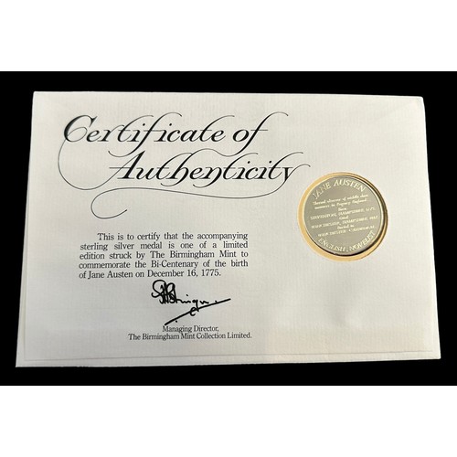 190 - Jane Austen Bicentenary Medallic Sterling silver coin First Day Cover from the Jane Austen Bicentena... 