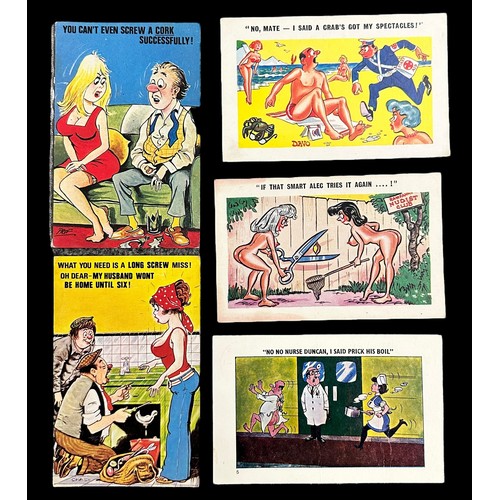 168 - Range of Naughty Postcards, including images by Quip, Prof, Taylor, Chas, Donald McGill, Sol, Trow, ... 