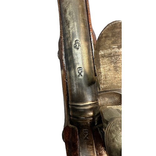 61 - A “Brown Bess” flintlock muzzle load musket rifle, long barrelled, crown over GR cypher to lockplate... 