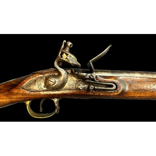 61 - A “Brown Bess” flintlock muzzle load musket rifle, long barrelled, crown over GR cypher to lockplate... 