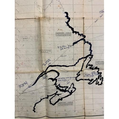 123A - Second World War, R.A.F. Transport Command North Atlantic Plotting Chart, large folded R.A.F. Plotti... 