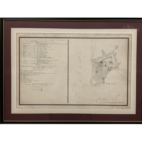101 - Battle of Acre (1840) – 1840 hand-drawn battle plan for the positions of the allied squadrons of Gre... 