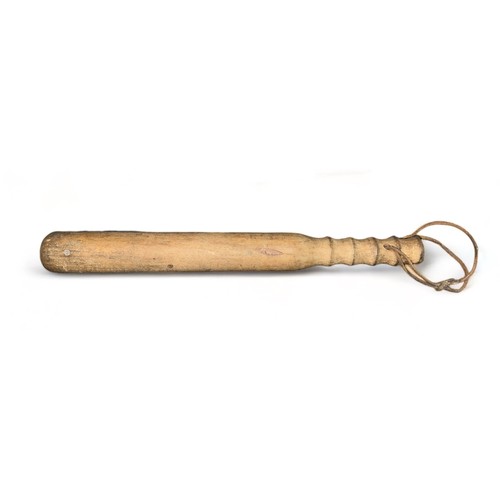 71A - Home Guard wooden truncheon for the Sheffield Battalion, first issue of weapon. Turned wooden handle... 