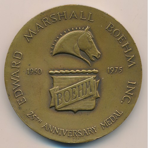 199A - Edward Marshall Boehm Inc Porcelain 25th Anniversary Medal (1950-1975), bronze commemorative medalli... 