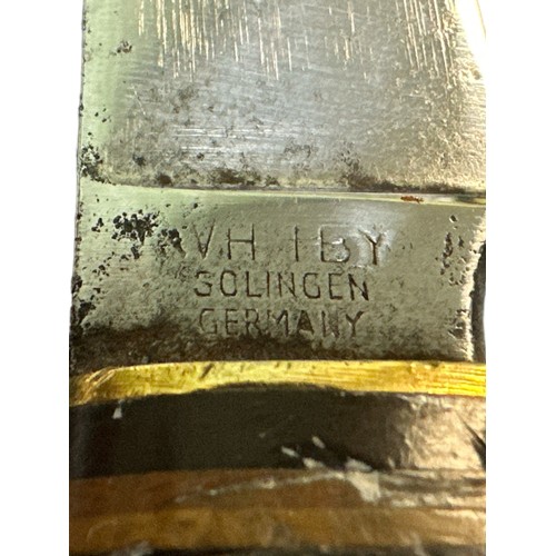 50A - Whitby Germany sheathed Bowie knife, blade measures 13cm, blade marked for Whitby Solingen Germany. ... 