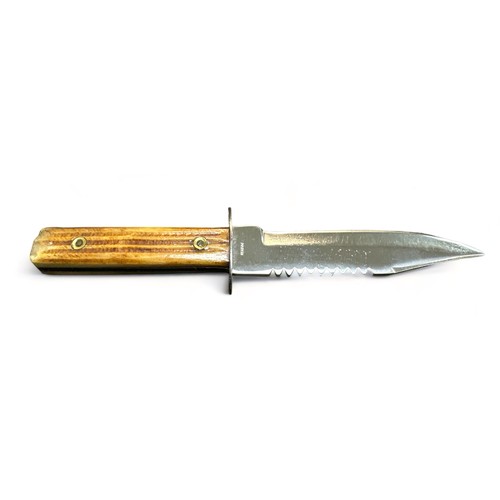 59A - Japanese double-sided survival / pilots knife, one sharp edge, the other ridged. Blade marked for Ja... 