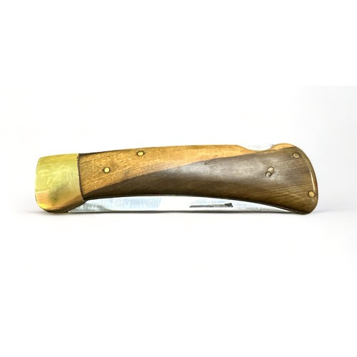 60A - Horn handle folding tanto knife, brass fittings. Blade length 11cm, overall length 12.5cm.