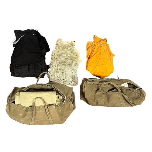 77A - Two Military Kit Bags With Various Uniforms. Various military trousers, button shirts and a satchel.... 