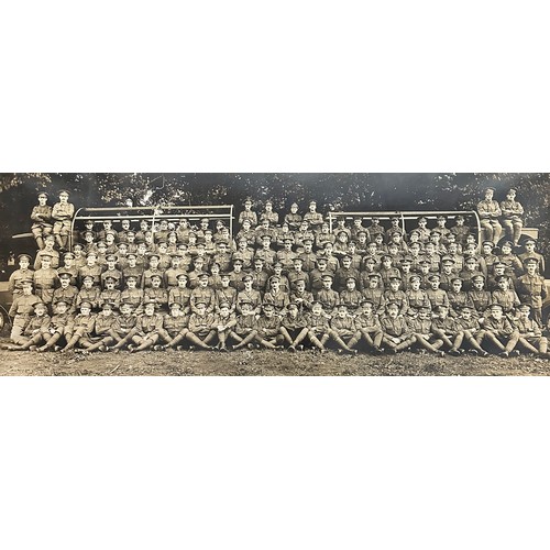 115A - Framed WW1 British Honourable Discharge Certificate With Battalion Group Photo. Discharge certificat... 