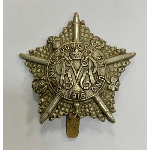 89A - Machine Gun Guards cap badge circa 1917-18. Good scarce die-stamped white metal crowned GMR cypher i... 