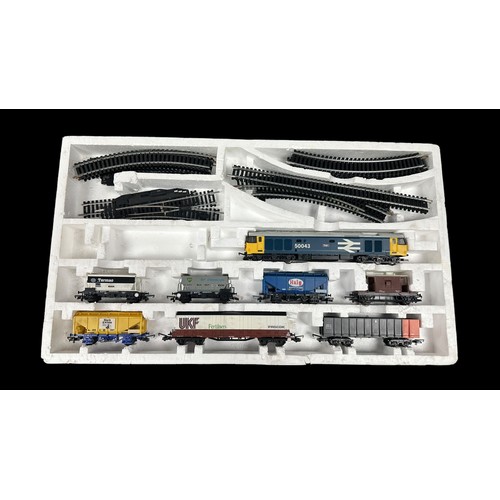 479 - Lima diesel goods set No. 1061071, with BR blue 50043 Eagle locomotive, wagons (7) including Haig an... 