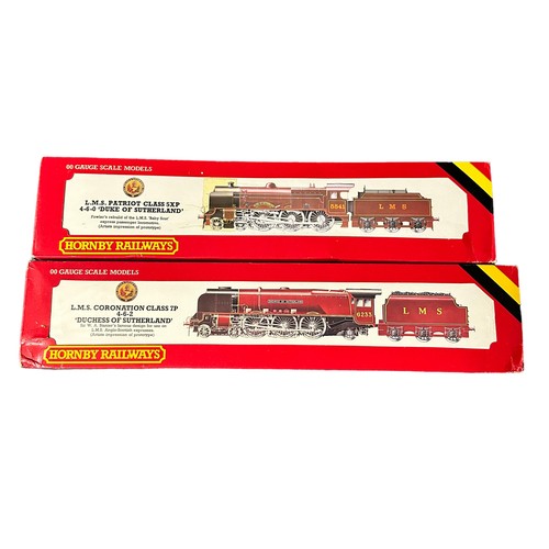 445 - Hornby pair of locomotives, with LMS maroon 5541 Duke of Sutherland 4-6-0 No. R357 and LMS maroon 62... 