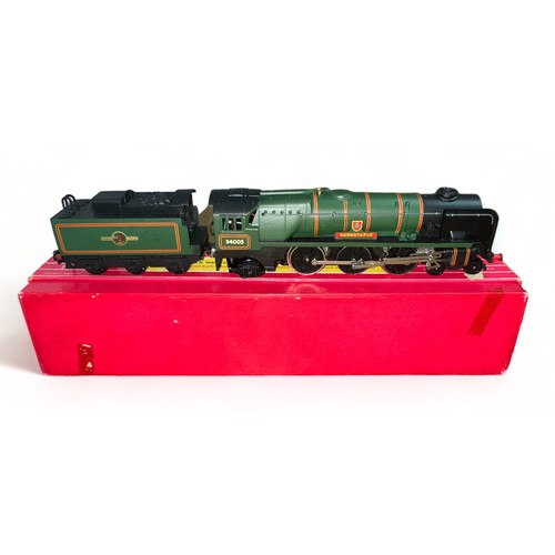 419 - Hornby Dublo 2-rail BR green 34005 Barnstable 4-6-2 locomotive and tender No. 2235, generally excell... 