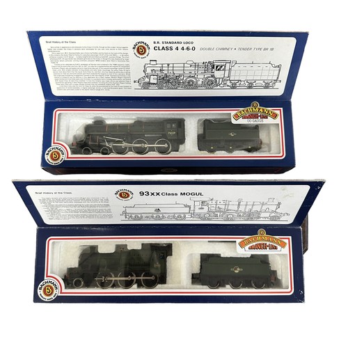 411 - Bachmann pair of BR green locomotives and tenders, with 75029 4-6-0 No. 31-106 and 9319 mogul (in 31... 