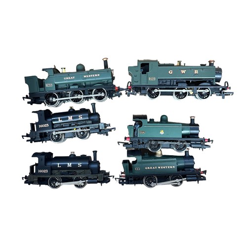 397 - OO gauge unboxed tank locomotives, generally excellent to good plus, with 0-4-0T LMS black 16023 (2)... 