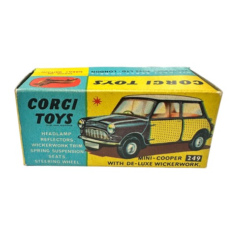 145 - Corgi Mini-Cooper De-luxe No. 249, generally excellent in excellent to good plus box (some damage to... 