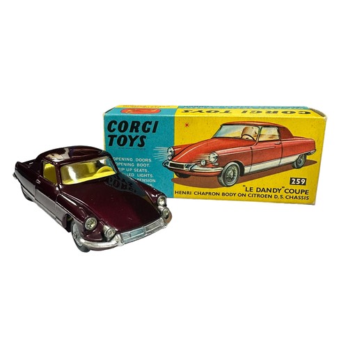 151 - Corgi Citroen Le Dandy metallic maroon yellow interior and wire wheels No. 259, generally excellent ... 