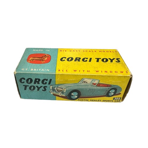 164 - Corgi Austin Healey red with cream seats No. 300, generally excellent in good plus box. Contents unc... 