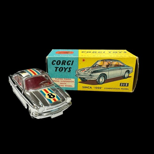 179 - Corgi Simca 1100 Competition chrome with red interior, race #8  No. 315, generally excellent in good... 