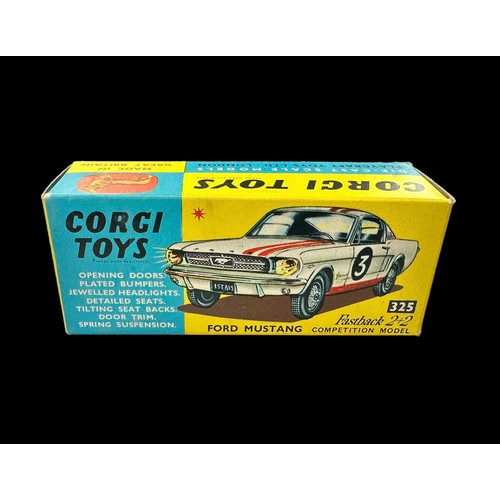 189 - Corgi Ford Mustang 2+2 Competition white with painted red stripes No. 325, generally excellent in ex... 