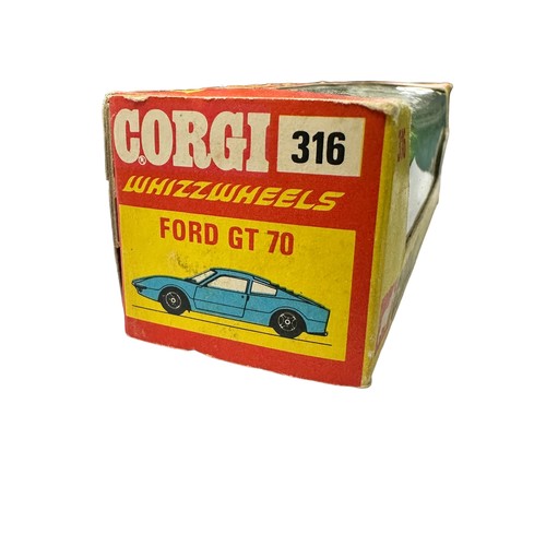 279 - Corgi Whizzwheels Ford GT 70 No. 316, generally excellent in good plus window box including unapplie... 